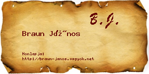 Braun János névjegykártya